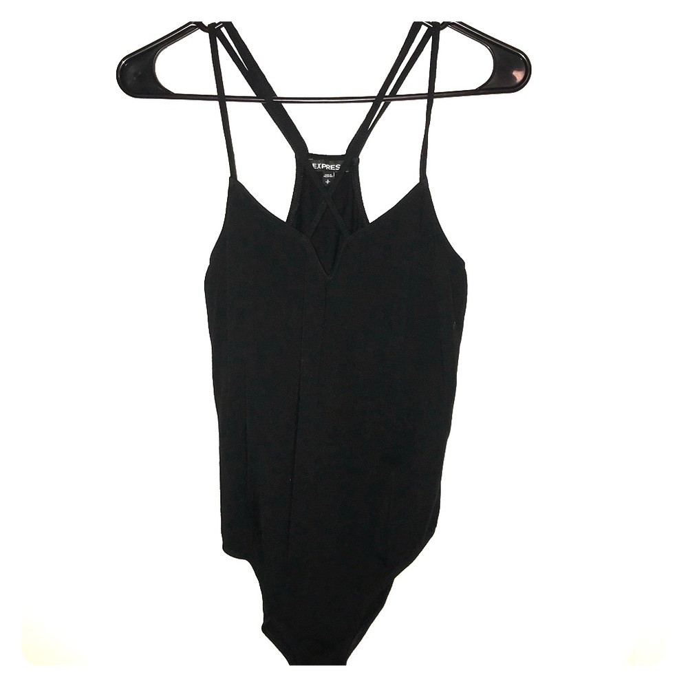 Express Black Crisscross Strappy Bodysuit
